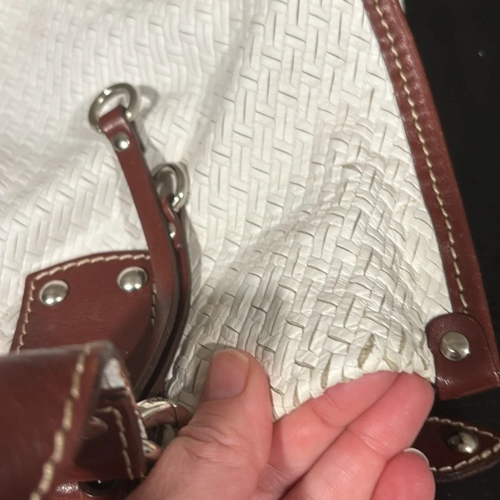 CLAUDIA Firenze genuine leather white and brown made in Italy shoulder bag